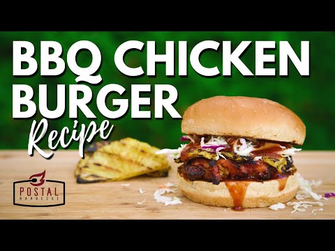 BBQ Chicken Burger Recipe - Grilled Chicken Sandwich with grilled Pineapple