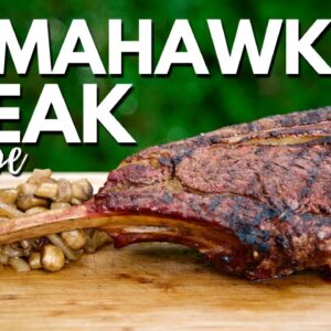 PERFECT Bison Tomahawk Ribeye Steak - How to Reverse Sear Tomahawk Steak On The Grill