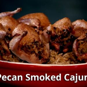 Pecan Smoked Cajun Quail with Dirty Rice