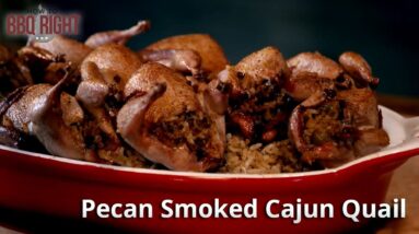 Pecan Smoked Cajun Quail with Dirty Rice