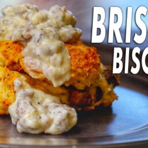Cheesy BRISKET Biscuits With Brisket Gravy