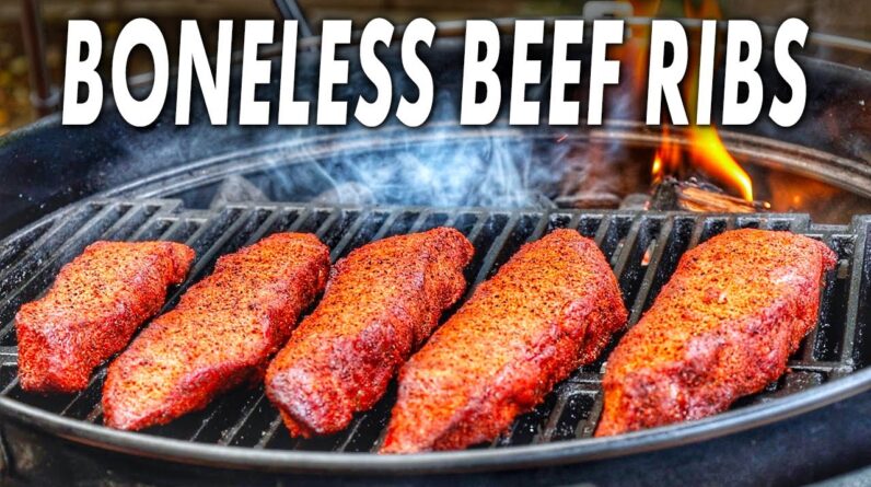 Boneless Beef Chuck Short Ribs Smoked On The Weber Kettle For BBQ Beef Sandwiches