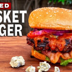 Brisket Burger Grilled On The Weber Kettle - Freshly Ground From Brisket Flat