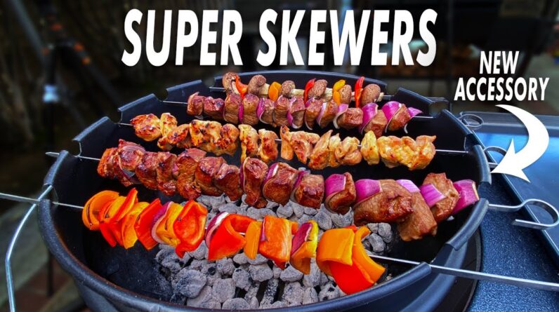 Beef, Chicken, & Veggies Skewers To Test A New Accessory For The Weber Kettle