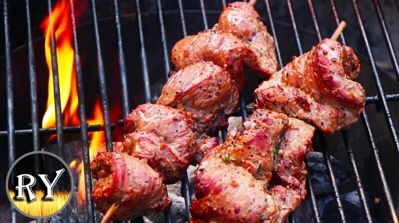 Ginger Garlic Beef Skewers Grilled On The Weber Kettle