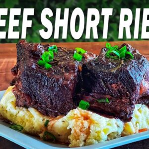 Beef Short Ribs Braised In Red Wine - A Classic Preparation Paired With Horseradish Mashed Potatoes