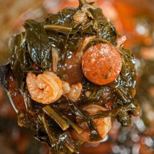 Changing the Game with Gumbo Collard Greens and Shrimp