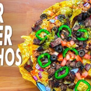Easy Nachos Made In The Air Fryer - Topped With Brisket!