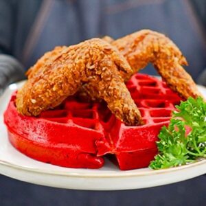 Mouthwatering Fried Chicken and Red Velvet Waffles